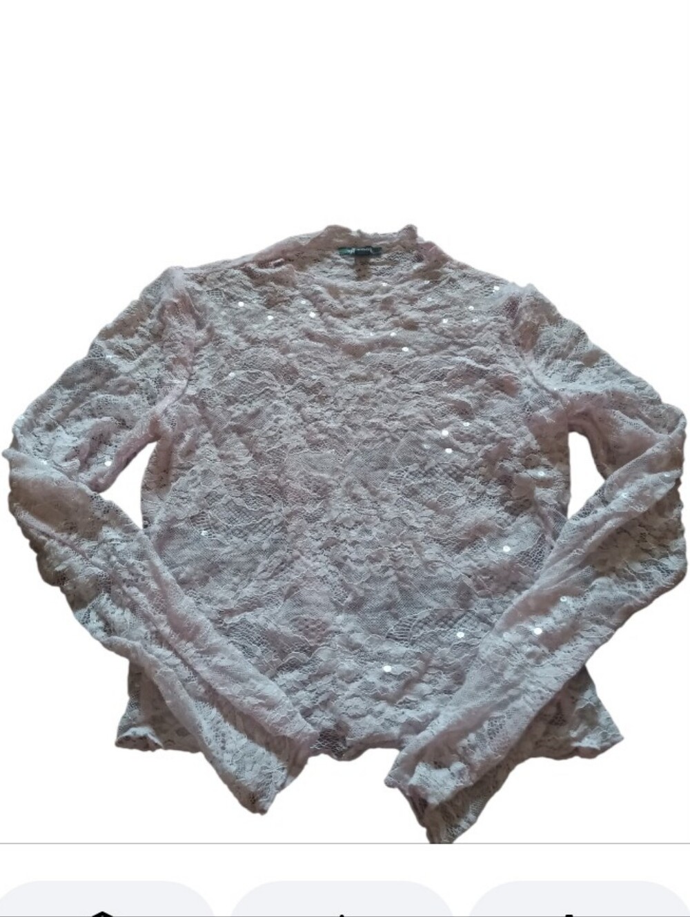 Wild Fable Floral Lace Sequin Light Pink Long Sleeve Women's Top